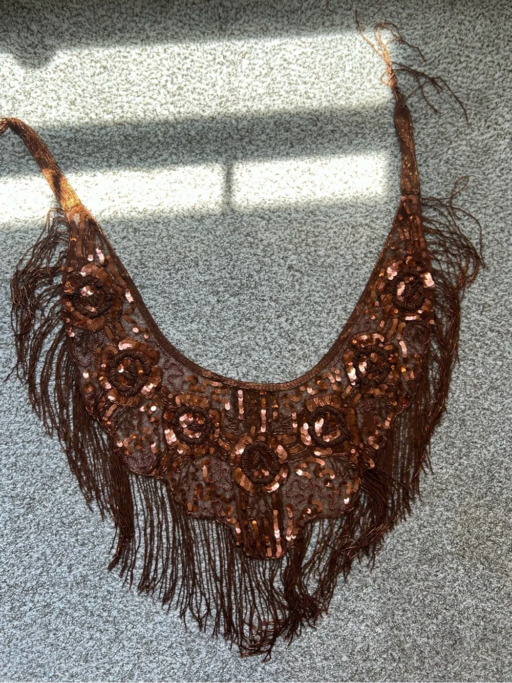 Copper Sequin Fringe scarf/wrap